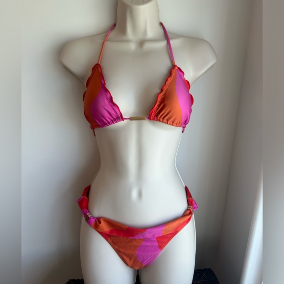 Vix Other - Vix Paula Hermanny Two Piece Bikini Bathing Suit, S, Red and Pink
